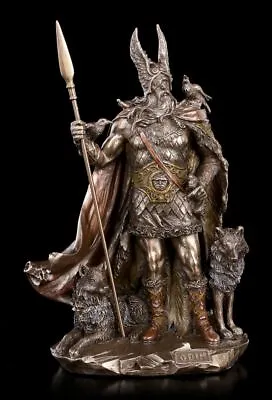 Odin Figure With Wolves - Nordic God Godsire Statue Viking Ase Veronese • £105.20