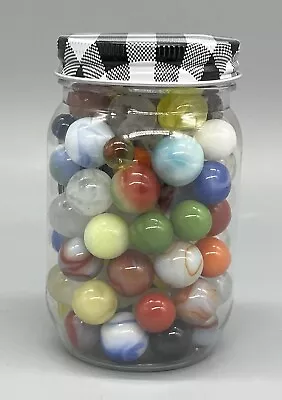 Vintage Marbles Lot 14.6oz Marble Game Toy Colorful Swirl Blue Yellow Red • $15