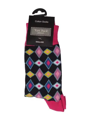 Van Buck Of England Stunning Handmade Multicolor 'diamond' Socks Freepost • $34.95