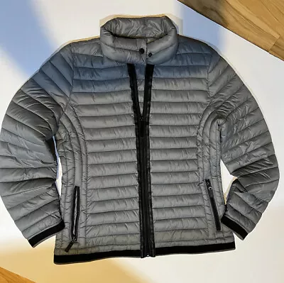 Marc New York Packable Puffer Jacket Coat Zipper Size LG Gray Black  Andrew $98 • $48