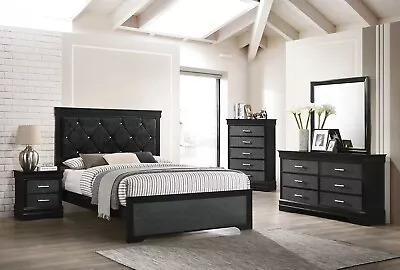 NEW SLEEK Black Queen King Twin Full 5PC Bedroom Set Modern Furniture B/D/M/N/C • $1339.99