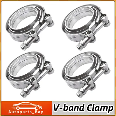 $46.99 • Buy 2.5'' 304 Stainless Steel Exhaust V-Band Clamp With Male Female Flanges 4 Pack