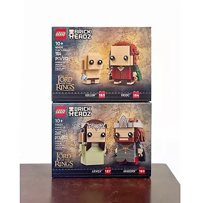 LEGO BRICKHEADZ Aragorn & Arwen 40632 + Gollum & Frodo 40630 Sealed NIB • $42.99