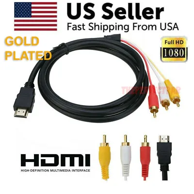 $6.59 • Buy HDMI Male To 3 RCA Video Audio AV Component Converter Adapter Cable HDTV 1080