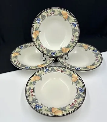 Mikasa Intaglio Garden Harvest CAC29 Set Of ( 4 ) 9 3/8” Lrg Rimmed Soup Bowls • $12.95