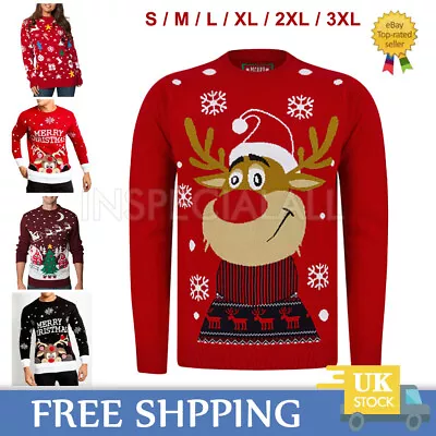 Unisex Mens Ladies Christmas Jumper Novelty Xmas Pullover Sweater Knitted Santa  • £10.99