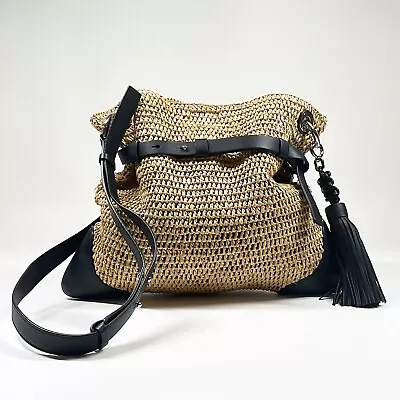 MICHAEL KORS COLLECTION Leather Trimmed Tassel Raffia Women's Crossbody Bag NSC • $300