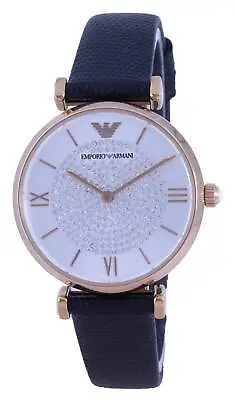 Emporio Armani Gianni T-Bar AR11387 Crystal Accents Leather Ladies Womens Watch • $324.60