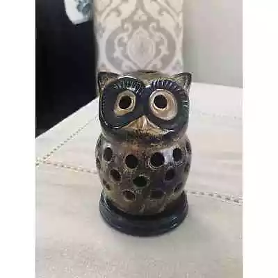 Vintage Ceramic Owl Candle Holder Brown Tealight • $14.50