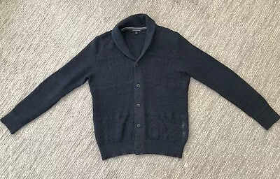 Banana Republic Sweater L Mens Cardigan Navy Button Front Shawl Neck Cotton • $30