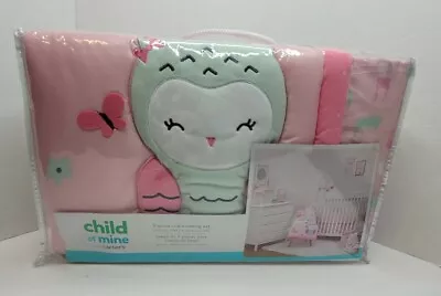 Child Of Mine By Carters 3 Piece Crib Bedding Set Owl Unicorn Pink NEW  • $31.99