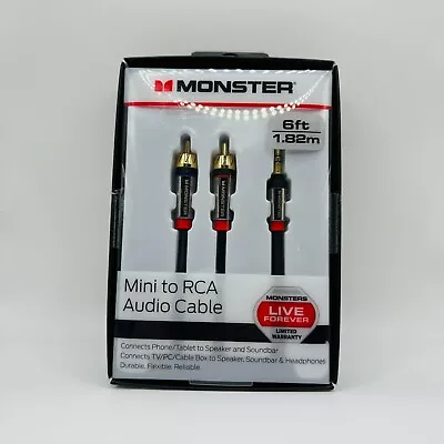 Monster 6-FT Mini To RCA Audio Cable 3.5mm Phone Tablet Speaker TV PC - New • $9.95