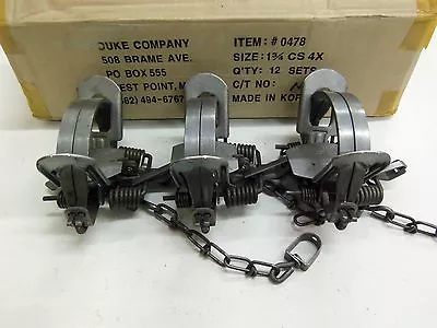 $41.95 • Buy 3 Duke # 1 3/4  4 COIL Coil Spring Traps 0478 Coyote Bobcat Lynx Otter Trapping
