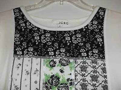 J.c.b.c. Women's Casual T-shirt White With Black Flower Accents Medium • $4.95