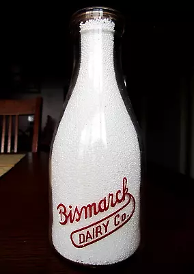 MINT! TRPQ 1940's BISMARCK DAIRY CO. Quart NORTH DAKOTA Milk Bottle N.D. • $9.99