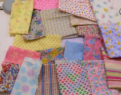 1 Pound Vintage Fabric Feedsack & Old Cotton Prints Scrap Pieces Lot #AE3 • $25