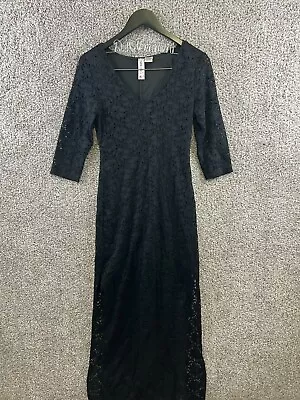 Mimi Chica Women's Size M Black Lace Maxi Dress Stretch 3/4 Sleeve Dress • $17.09