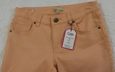 CAbi Denim Jeans Womens Size 6 Bree Creamsicle Peach Stretch Crop Mid Rise New • $22.99