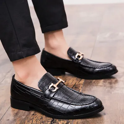 Men's US Size Crocodile Leather Slip On Monk Strap Loafers Dress Shoes • $66.49