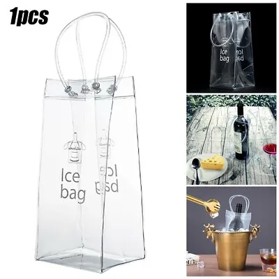 Transparent Wine Beer Champagne Bucket Drink Ice-Bag Bottle Cooler Carrier Bag • £6.78