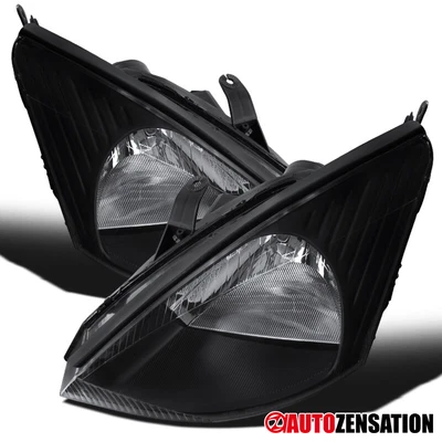 $85.99 • Buy Fit 2000-2004 Ford Focus Black Headlights Head Lamps Assembly Left+Right 00-04