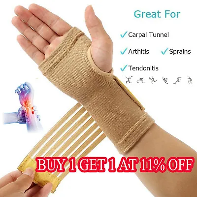 £4.98 • Buy 2x Carpal Tunnel Wrist Support Breathable Splint Bandage Strap Gym Sprain Injury