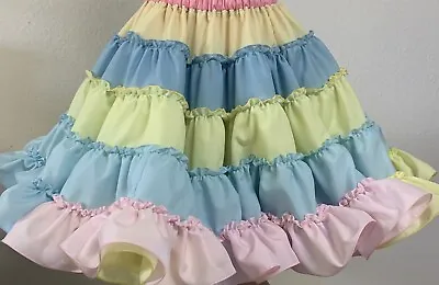 Pongee Square Dance Petticoat By Eva’s Petticoats Pastel Multi Colored • $49