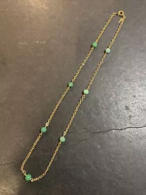 Vintage Trifari Faux Jade & Gold Tone Necklace • $18