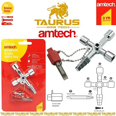 AMTECH Universal UTILITY KEY Tool Radiator DIY Gas Electric Plumbing UK FREE P&P • £3.95