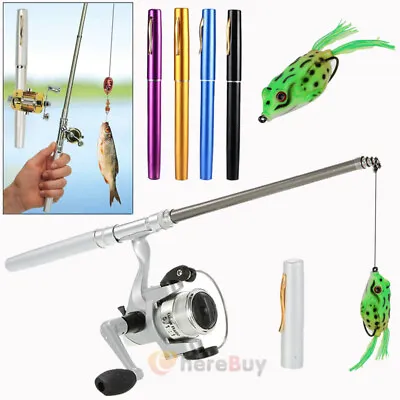 Telescopic Mini Portable Pocket Fish Pen Aluminum Alloy Fishing Rod Pole + Reel • $6.99