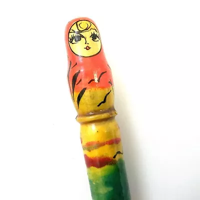 Vtg Russian Matryoshka Doll Ink Pen Made In Russia Wood Hand Painted Souvenir • $5.99