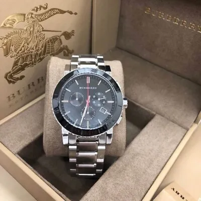 New Burberry BU9380 Stainless Steel Black Dial Chronograph Men's Watch • $219