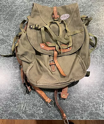 Vintage Postal Military Leather Rucksack Backpack Knapsack BookBag *VERY RARE* • $265.99