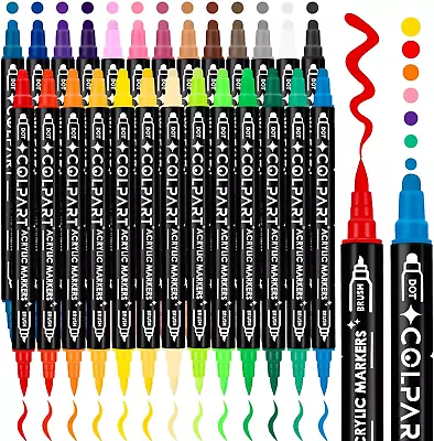 26 Colors Dual Tip Acrylic Paint Pens Markers，Premium Acrylic Paint Pens For Roc • $21.11