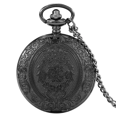 Steampunk Engraved Flower Case Men Women Quartz Pocket Watch Necklace Chain Gift • $4.64