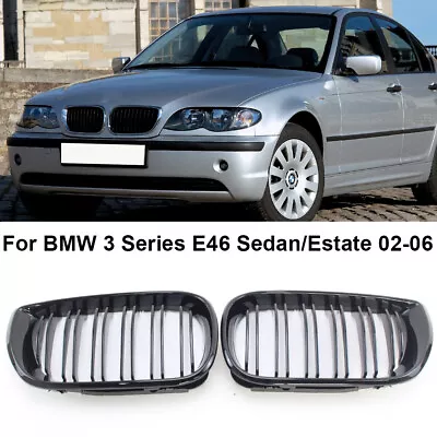 For BMW 3 Series E46 Sedan Estate 2002-2006 Front Grill Grille Gloss Black • $31.88