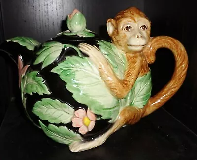 Vintage Fitz & Floyd Porcelain Teapot Monkey Beautiful Design Nr • $37.49