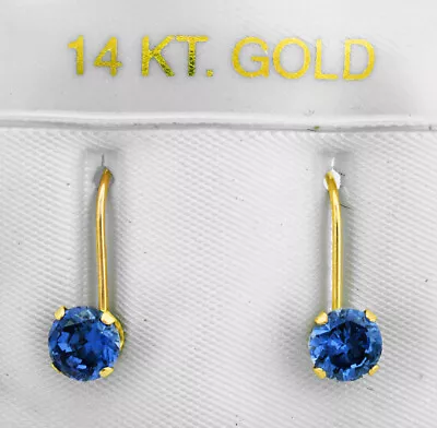 LAB AAA Deep Blue 1.66 Cts TANZANITES DANGLING EARRINGS 14K GOLD - New With Tag • £136.34