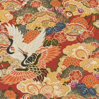 £20.99 • Buy Kimono Wallpaper Oriental Rasch Japanese Red Yellow Textured Vinyl Floral Birds