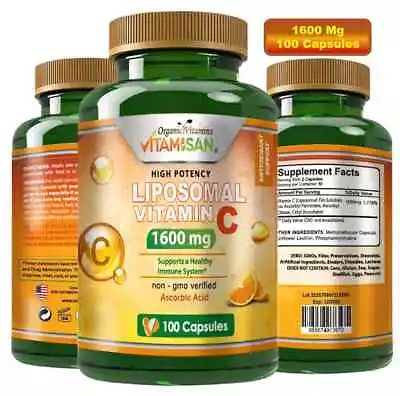 Liposomal Vitamin C 1600mg -100 Capsules Fat Soluble VIT C  FAST ACTING NO GMO • $12.99