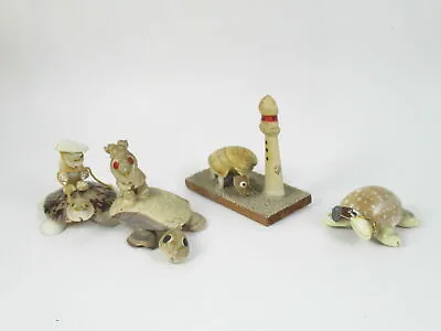 Lot Of 4 Vintage Seashell Turtle Collection Figurines Pendants Paperweight • $12