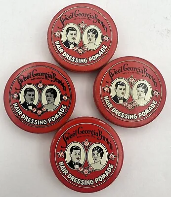Vintage Sweet Georgia Brown Hair Dressing Pomade Tins Empty Chicago Lot Of 4 • $54.95