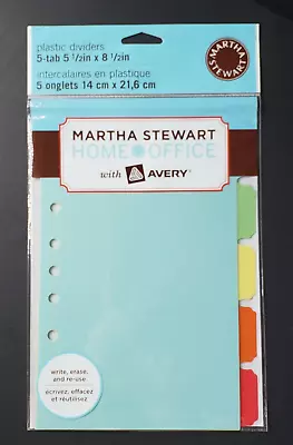 Martha Stewart Home Office With Avery Plastic Dividers 5-Tab 5 -1/2in X 8 -1/2in • $20