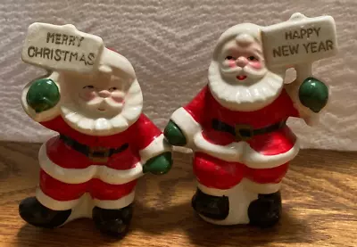 1950s Vintage Salt Pepper Shakers Santa Claus Merry Christmas Happy New Year • $15