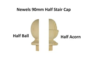 Stair Newel Post Half Cap Newel Half Ball Cap Newels Half Acorn Cap Pine 90mm • £13.99