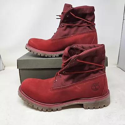 Men's Timberland Roll Top Premium Waterproof 6  Red Nubuck Boot / TB0A13FN 626 • $69.99