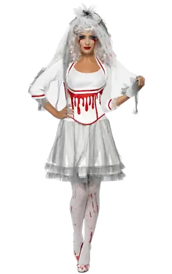 £39.99 • Buy Women's Bloody Bride Ghost Wedding Fancy Dress White Halloween Costume