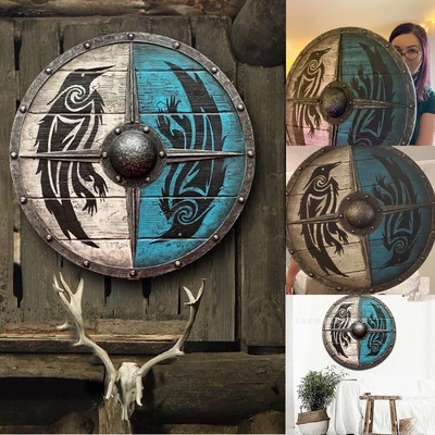 £21.60 • Buy Viking Shield Knight Medieval Eivor Valhalla Raven Battleworn Templar Ornaments