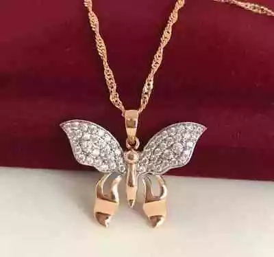 1 Ct Round Simulated Diamond Women Butterfly Beauty Pendant 14K Rose Gold Plated • $88.02