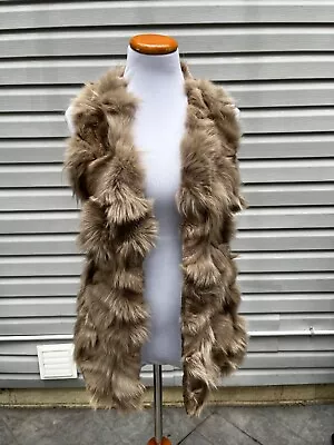 NWOT THE CUE By CHER QU Beige Genuine Rabbit Fur VEST With Knitted Back Size S • $69.99